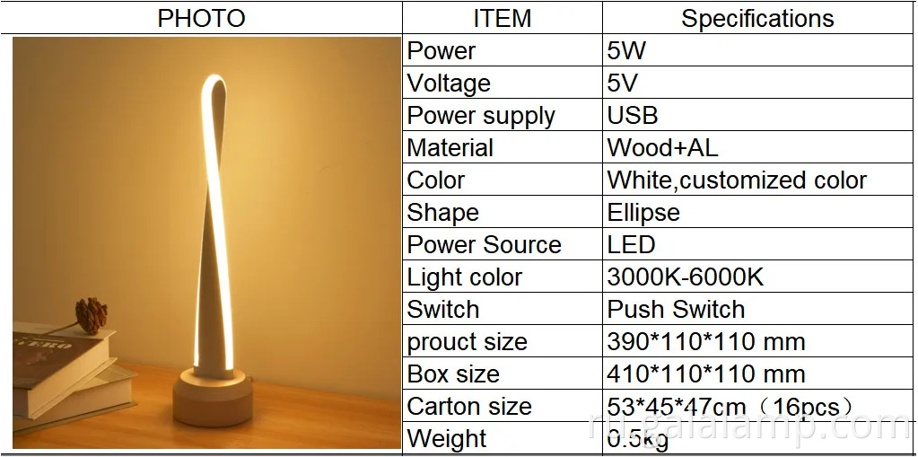 Интеллектуальная сплошная древесина, светодиодный ночной свет с уникальными функциями, USB -настольная лампа